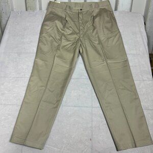 Lee Mens Double Pleat Chino‎ Pants Khaki Wrinkle Free Relaxed Tapered 40x30 NWT
